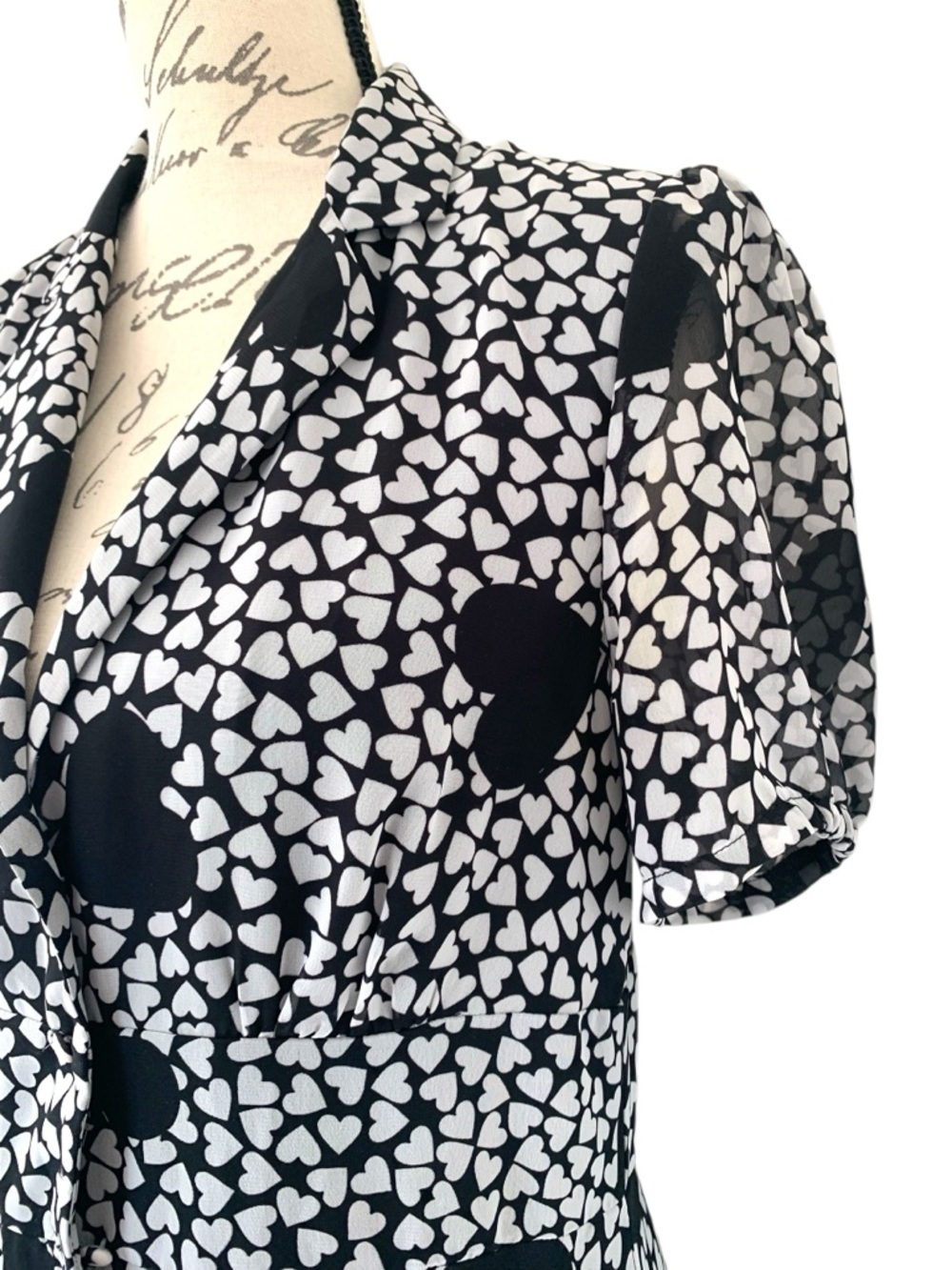 Betsey Johnson Black & White Heart Print Maxi Dress SIze 8 - Picture 6 of 9